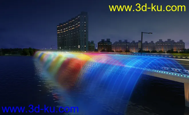 大桥 桥 立交桥  场景 模型下载 max  彩色 喷泉的图片1