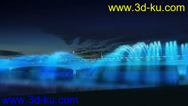 大桥 桥 立交桥  场景 模型下载 max  彩色 喷泉的图片4