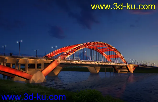 大桥 桥 立交桥  场景 模型下载 max  蓝天 夜景的图片1