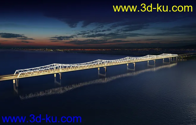大桥 桥 场景 模型下载  max 城市 蓝天  夜景的图片7