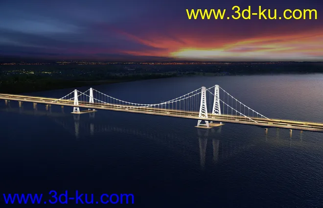 大桥 桥 场景 模型下载  max 城市 蓝天  夜景的图片10