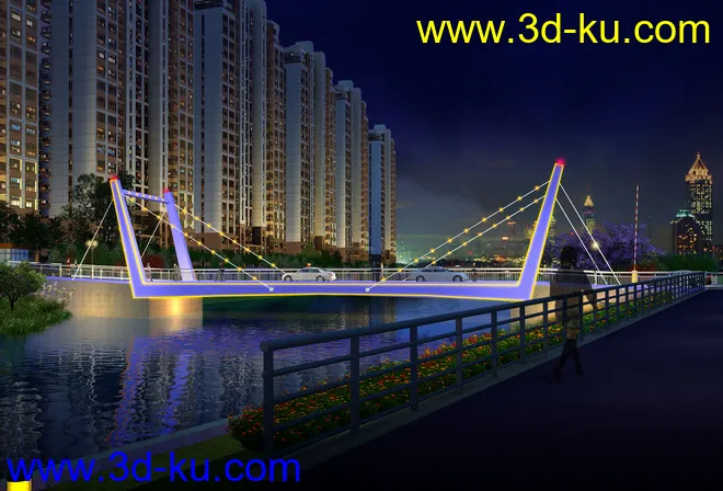 大桥 桥 场景 模型下载  max 城市 蓝天  夜景的图片1