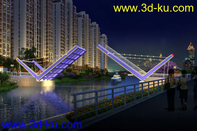 大桥 桥 场景 模型下载  max 城市 蓝天  夜景的图片2
