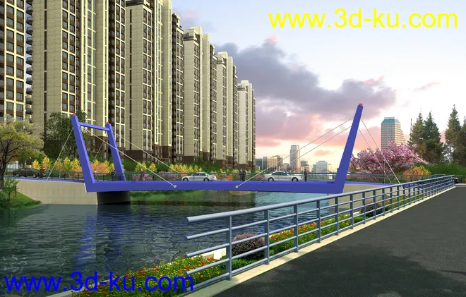 大桥 桥 场景 模型下载  max 城市 蓝天  夜景的图片3