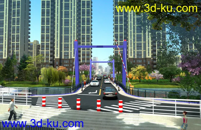 大桥 桥 场景 模型下载  max 城市 蓝天  夜景的图片4