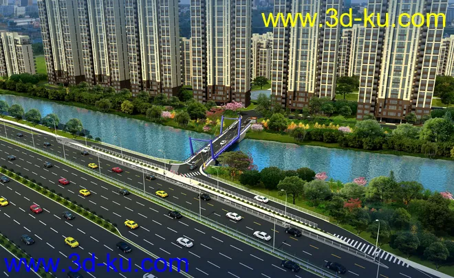 大桥 桥 场景 模型下载  max 城市 蓝天  夜景的图片6