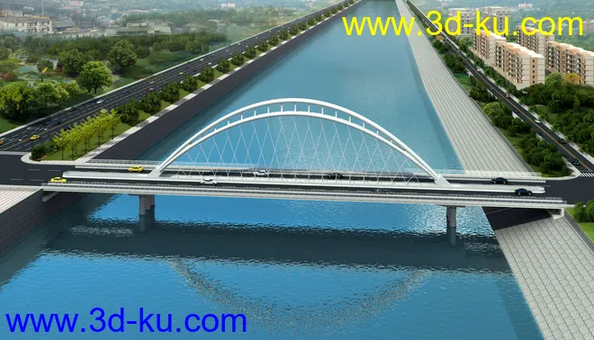 大桥 桥 场景 模型下载  max 城市 拱桥 斜拉桥的图片1