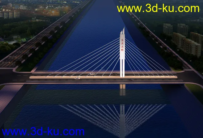 大桥 桥 场景 模型下载  max 城市 拱桥 斜拉桥的图片2