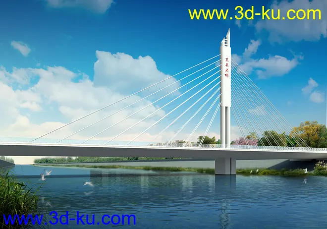 大桥 桥 场景 模型下载  max 斜拉桥的图片1
