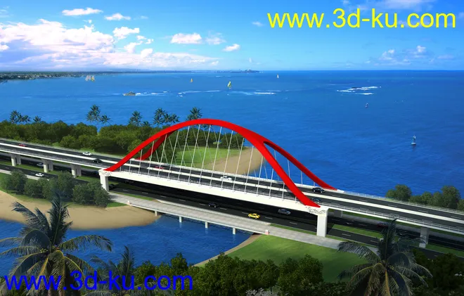 大桥 桥 场景 模型下载  max 斜拉桥 拱桥的图片3