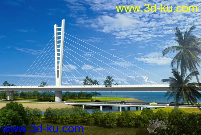 大桥 桥 场景 模型下载  max 斜拉桥 拱桥的图片4