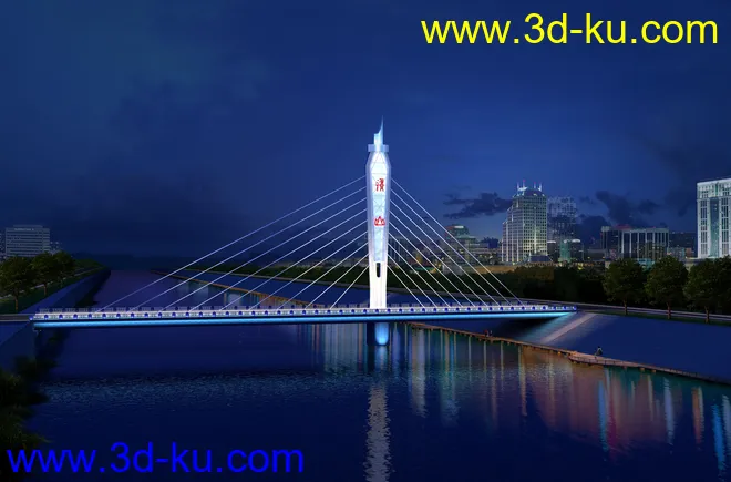 大桥 桥 场景 模型下载  max 烟台夜景的图片1