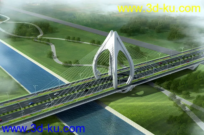 大桥 桥 场景 模型下载  max 夜景 蓝天的图片2