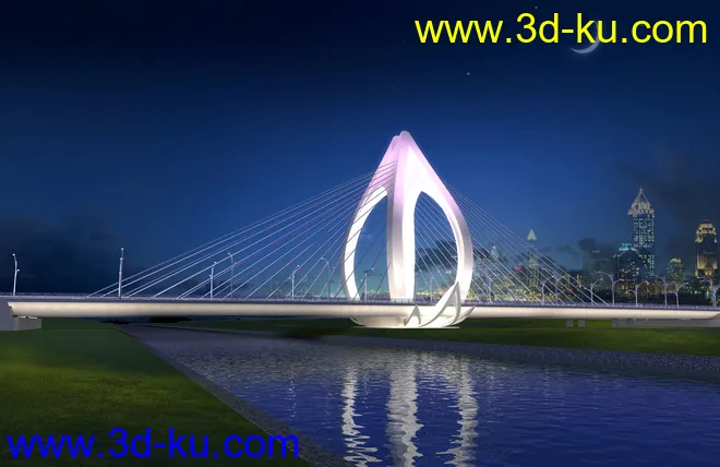 大桥 桥 场景 模型下载  max 夜景 蓝天的图片3