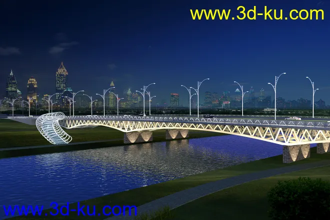 大桥 桥 场景 模型下载  max 夜景 蓝天的图片6