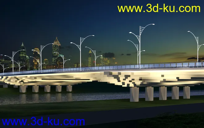 大桥 桥 场景 模型下载  max 夜景 蓝天的图片7