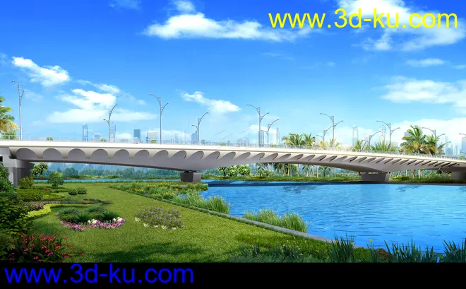 大桥 桥 场景 模型下载  max  蓝天 日景的图片1