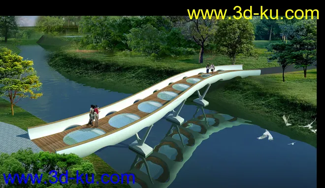 大桥 桥 场景 模型下载  max  白天 蓝天 拱桥的图片3
