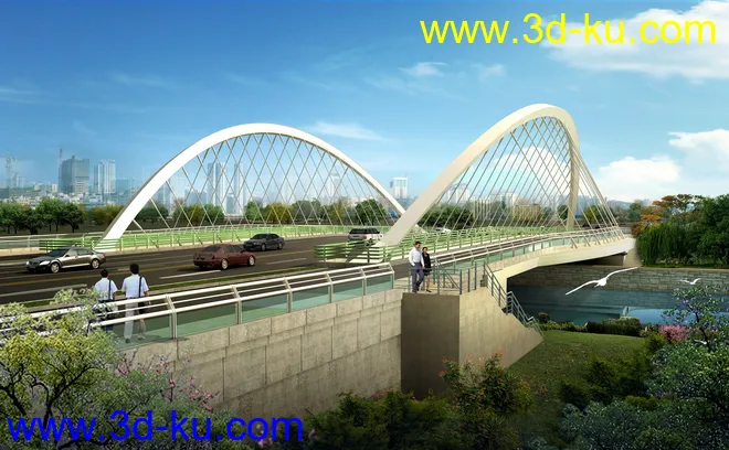 大桥 桥 场景 模型下载  max  白天 蓝天的图片1