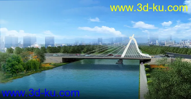 大桥 桥 场景 模型下载  max  白天 蓝天的图片4