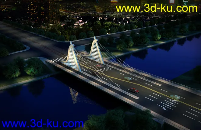 大桥 桥 场景 模型下载  max  白天 蓝天的图片5