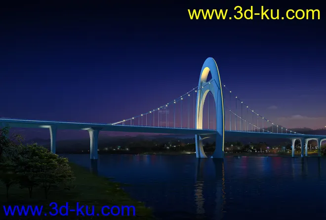 场景 模型下载  max  斜拉桥的图片1