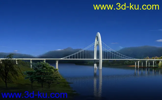 场景 模型下载  max  斜拉桥的图片2