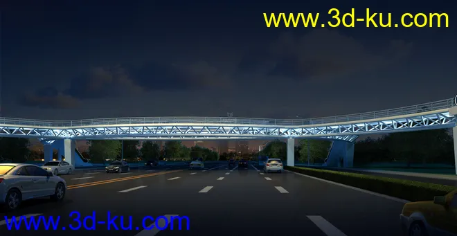 场景 模型下载  max  天桥，夜景，白天的图片1