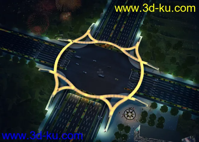 场景 模型下载  max  天桥，夜景，白天的图片7