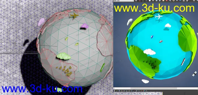 低面 地球 lowpoly earth模型的图片1