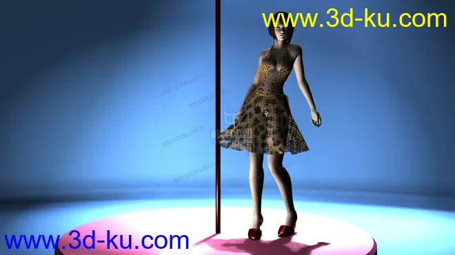豹纹短裙 美女 一枚 带舞蹈动画模型的图片3