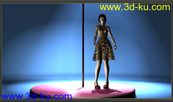 豹纹短裙 美女 一枚 带舞蹈动画模型的图片4