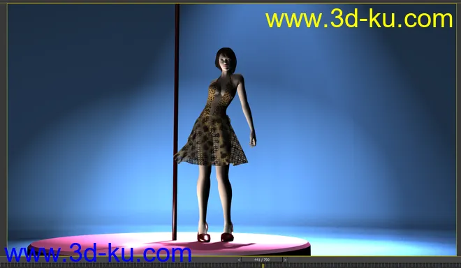豹纹短裙 美女 一枚 带舞蹈动画模型的图片7