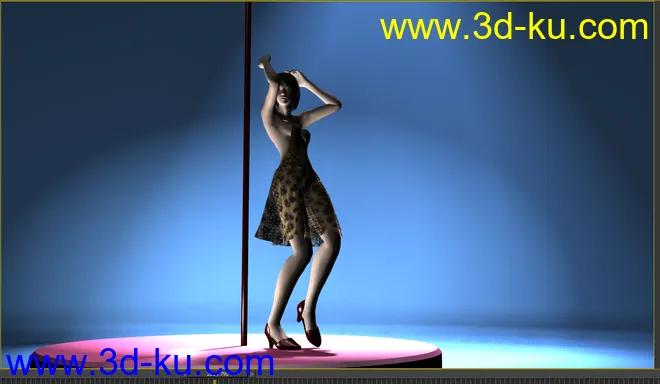 豹纹短裙 美女 一枚 带舞蹈动画模型的图片8