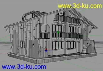 木房子3D模型，c4d，obj模型的图片