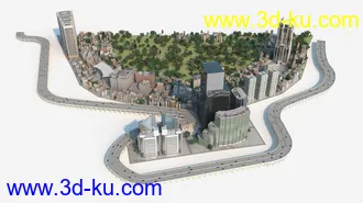 现代城市模型,高楼大厦,摩天大楼,商业中心,金融中心,环城公路,道路,街道,高原城市模型的图片13