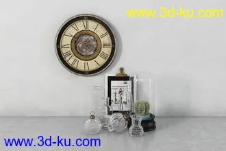 挂钟,盆栽,室内植物,蜡烛,画,书,艺术品,台灯,相册,花盆,木箱,瓶罐,玻璃罩,室内模型合集的图片8